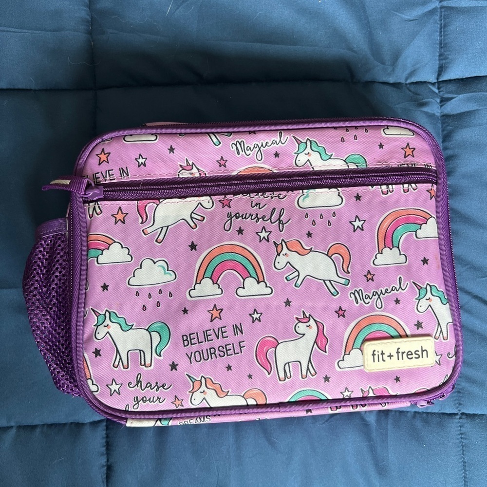Unicorn Lunchbox Purple Rainbow Lunch Bag Tupperware Containers Ice Pack
